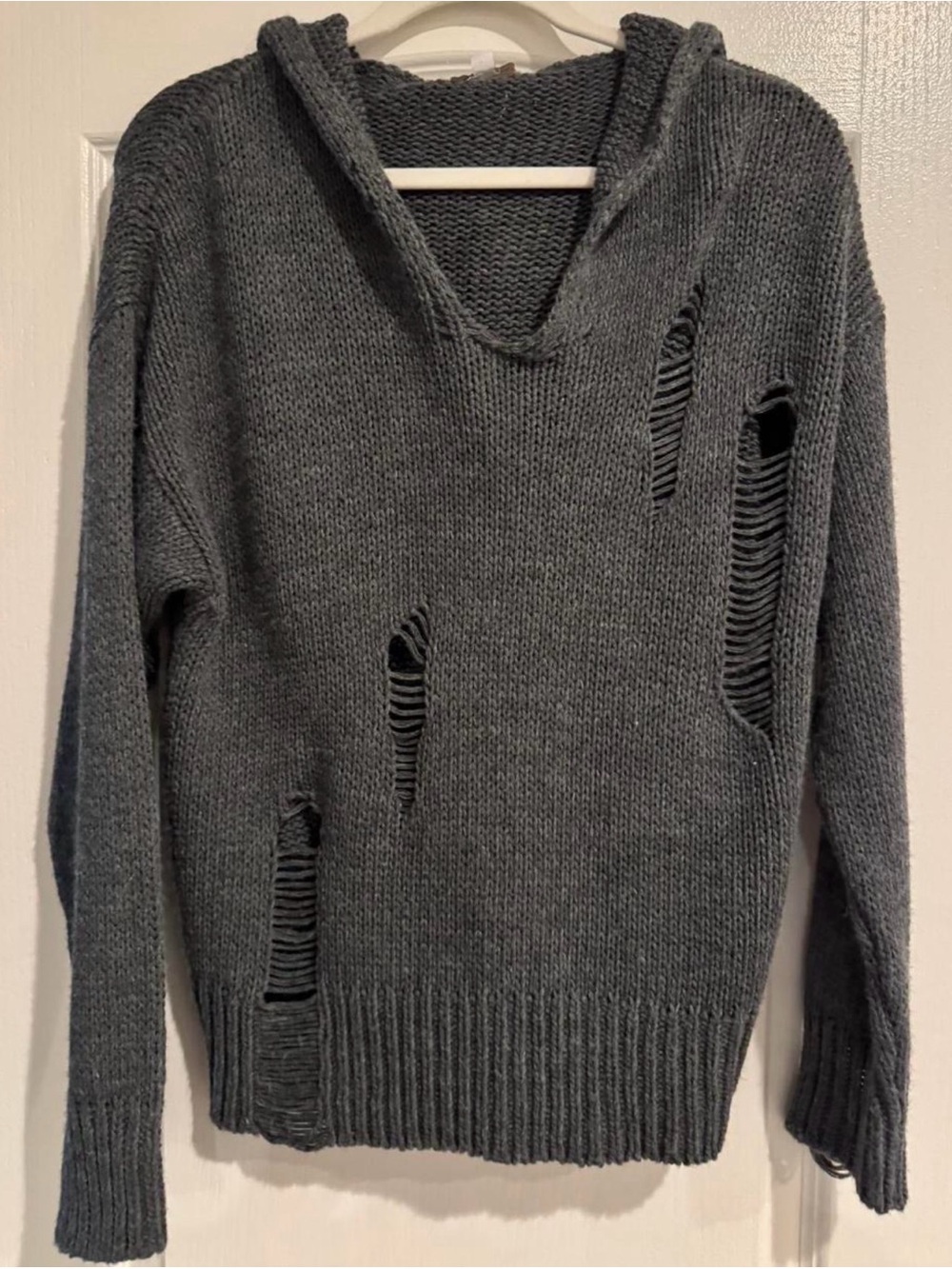 American Eagle don’t ask why distressed hoodie sweater
